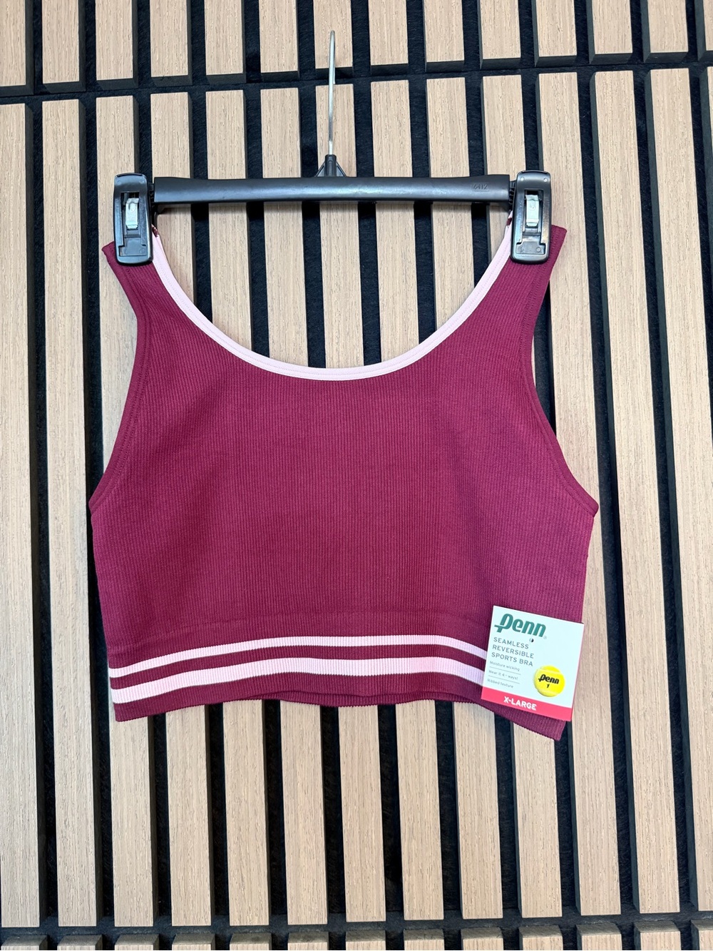 Seamless Reversible Sports BraRibbed Crop Tank Top in Burgundy with